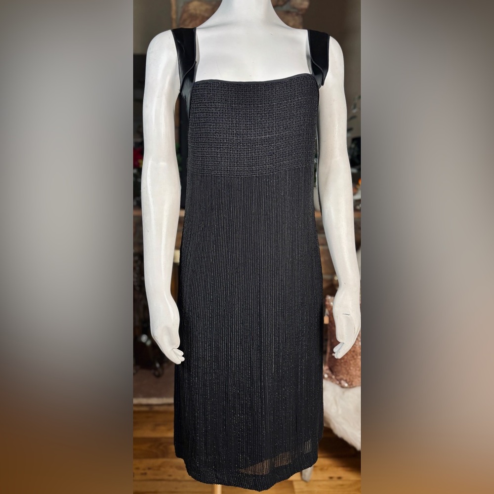 Narciso Rodriguez Black Silk & Delicate Metal Chainmaille Open Back Dress, Sz 6